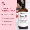 image100 Pure Organic Castor Oil for Hair Lash and Eyebrow Growth Lymphatic Drainage and Skin Hydration  HexaneFree Cold Pressed Unrefined in a 4 fl oz Glass Bottle with DropperCastor Oil Wrap Kit