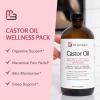 image100 Pure Organic Castor Oil for Hair Lash and Eyebrow Growth Lymphatic Drainage and Skin Hydration  HexaneFree Cold Pressed Unrefined in a 4 fl oz Glass Bottle with DropperCastor Oil Wrap Kit