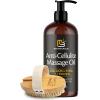 imageLavender Sensual Massage Oil with Collagen and Stem Cells Skin Tightening Therapy for Bum Thighs and Belly FastAbsorbing Cellulite Oil 8 fl oz by M3 NaturalsAntiCellulite Oil  Brush Kit