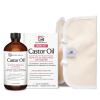image100 Pure Organic Castor Oil for Hair Lash and Eyebrow Growth Lymphatic Drainage and Skin Hydration  HexaneFree Cold Pressed Unrefined in a 4 fl oz Glass Bottle with DropperCastor Oil Wrap Kit