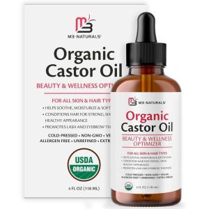 image100 Pure Organic Castor Oil for Hair Lash and Eyebrow Growth Lymphatic Drainage and Skin Hydration  HexaneFree Cold Pressed Unrefined in a 4 fl oz Glass Bottle with DropperCastor Oil 4Oz
