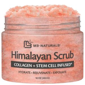 imageHimalayan Salt Scrub Face Foot and Body Exfoliator with Collagen and Stem Cells Exfoliating Scrub for Toning Cellulite and Skin Care by M3 Naturals 16 fl ozHimalayan Scrub 16 Ounce Pack of 1