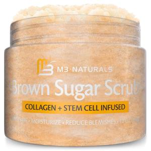 imageHimalayan Salt Scrub Face Foot and Body Exfoliator with Collagen and Stem Cells Exfoliating Scrub for Toning Cellulite and Skin Care by M3 Naturals 16 fl ozBrown Sugar