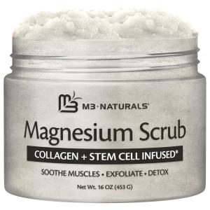 imageHimalayan Salt Scrub Face Foot and Body Exfoliator with Collagen and Stem Cells Exfoliating Scrub for Toning Cellulite and Skin Care by M3 Naturals 16 fl ozMagnesium Scrub