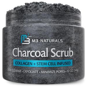 imageHimalayan Salt Scrub Face Foot and Body Exfoliator with Collagen and Stem Cells Exfoliating Scrub for Toning Cellulite and Skin Care by M3 Naturals 16 fl ozCharcoal 1 Pack