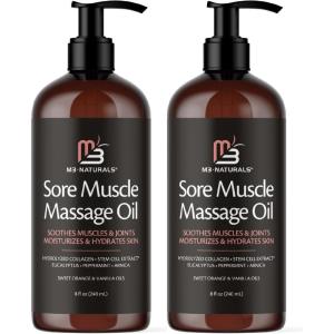 imageLavender Sensual Massage Oil with Collagen and Stem Cells Skin Tightening Therapy for Bum Thighs and Belly FastAbsorbing Cellulite Oil 8 fl oz by M3 NaturalsSore Muscle 2 Pack
