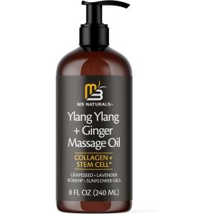 imageLavender Sensual Massage Oil with Collagen and Stem Cells Skin Tightening Therapy for Bum Thighs and Belly FastAbsorbing Cellulite Oil 8 fl oz by M3 NaturalsYlang Ylang  Ginger 1 Pack