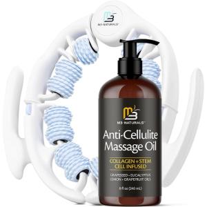 imageLavender Sensual Massage Oil with Collagen and Stem Cells Skin Tightening Therapy for Bum Thighs and Belly FastAbsorbing Cellulite Oil 8 fl oz by M3 NaturalsAnti Cellulite Oil and Lymphatic Drainage Massager Kit