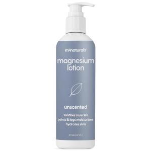 imageM3 Naturals Unscented Magnesium Lotion for Sleep ampamp Leg Cramps Suitable for Sensitive Skin Helps with Muscle Relaxation Soothes Tired Legs ampamp Foot Aches and Supports Restful Nights 8 fl ozUnscented Magnesium Lotion