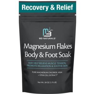 imageMagnesium Soak for Sports Recovery  Fast Acting Magnesium Bath Soak with Dead Sea Salt ampamp MSM for Tired Feet ampamp Sore Muscles  Replenishing Mineral Bath Salt for Full Body Relief Fragrance Free by M3Magnesium Foot  Body Soak