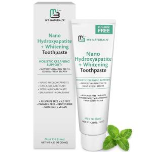 imageNano Hydroxyapatite Fluoride Free Whitening Toothpaste  Calcium NonGMO Vegan Paraben Free 423 oz 120 g 1 Pack by M3 NaturalsNano Toothpaste 1Pack