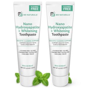 imageNano Hydroxyapatite Fluoride Free Whitening Toothpaste  Calcium NonGMO Vegan Paraben Free 423 oz 120 g 1 Pack by M3 NaturalsNano Toothpaste 2Pack