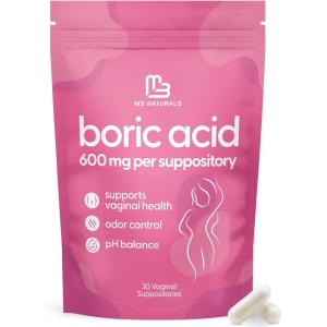 imageM3 Naturals Boric Acid Vaginal Suppositories for Women  600 mg  Supports Vaginal Freshness amp pH Balance  Vegan NonGMO  30 Count