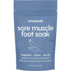 imageSore Muscle Foot Soak 16 oz  Relaxing amp Exfoliating Magnesium Sea Salt Bath for Tired Irritated Itchy feet amp Stubborn Calluses  Helps Deodorize  with Arnica Eucalyptus amp Peppermint  by M3